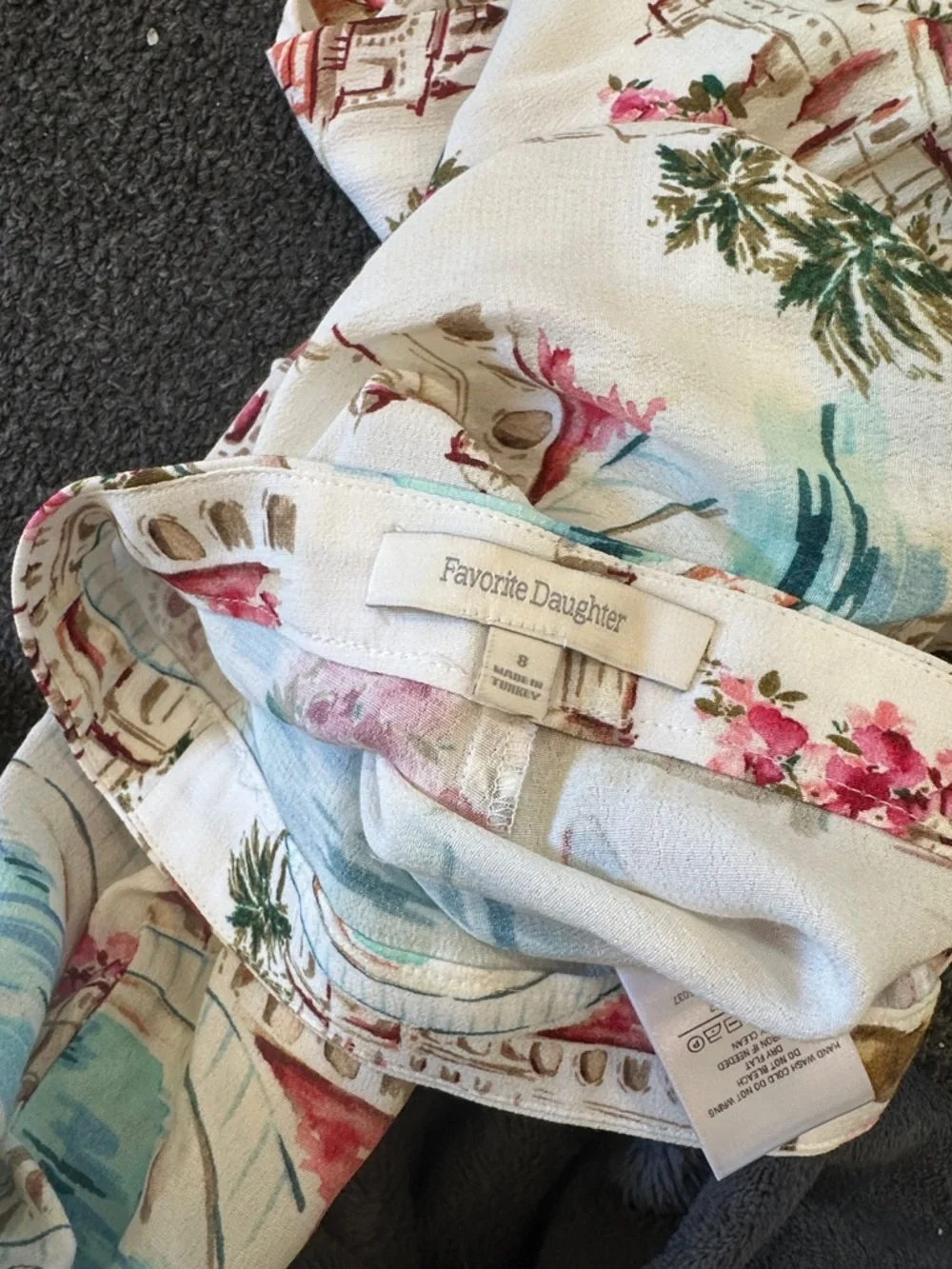 Favorite Daughter The Friday Pant High Rise Wide Leg Coastal Euro Print Pants 8
